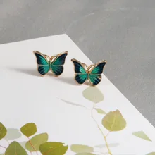 Jztop Брендовые женские серьги с синей бабочкой для женщин, простые Симпатичные серьги-гвоздики для девочек, маленькие серьги, модные ювелирные изделия для ушей