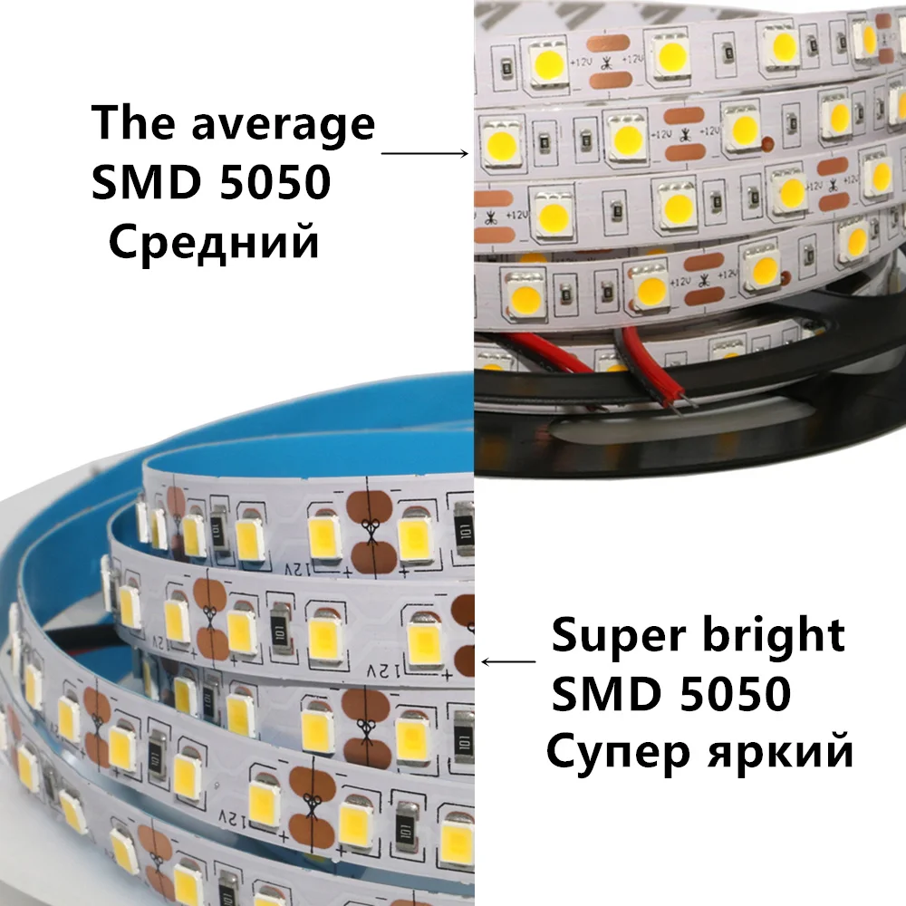 12 Вт/м супер яркий 5050 SMD RGB светодиодный светильник DC 12 В медный кронштейн Водонепроницаемый светодиодный ленточный Праздничный Рождественский Декор