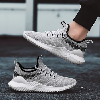 

Sneakers Men Flyknit Breathable Men's Casual Shoes Lace-Up Light Flat Tenis Male Adulto Spring Autumn Wholesale Footwear 39-46