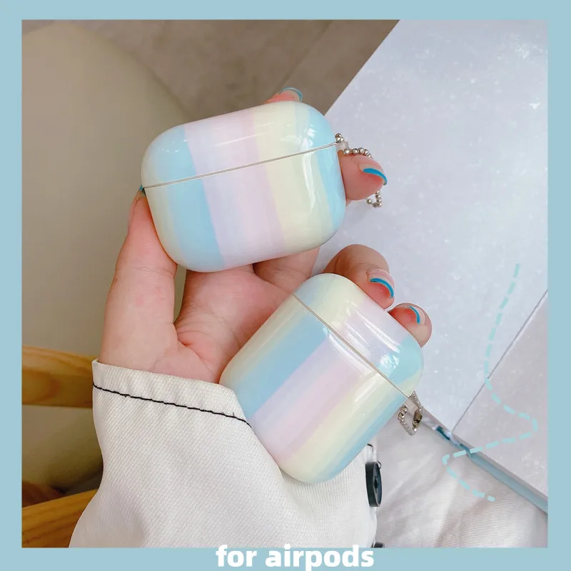 Чехол-накладка для Apple Airpods Pro мягкий силиконовый с изображением радуги |