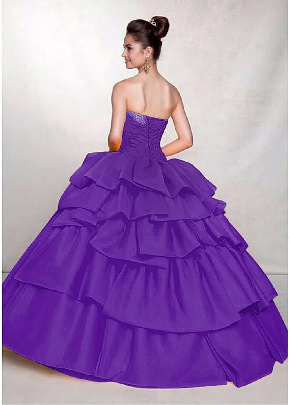 Лидер продаж на заказ аппликация бисером складки Vestido De Debutante Бальные платья Фиолетовый Тюль с курткой бальное платье