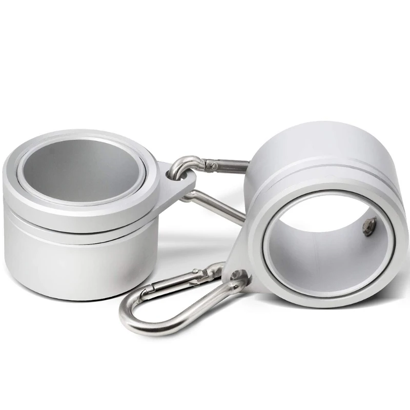 Aluminum Alloy Flagpole Rings with Fixed Carabiner Hook 360 Degree Rotating Anti Wrap Flag Mounting Spinning Kit 2Pcs
