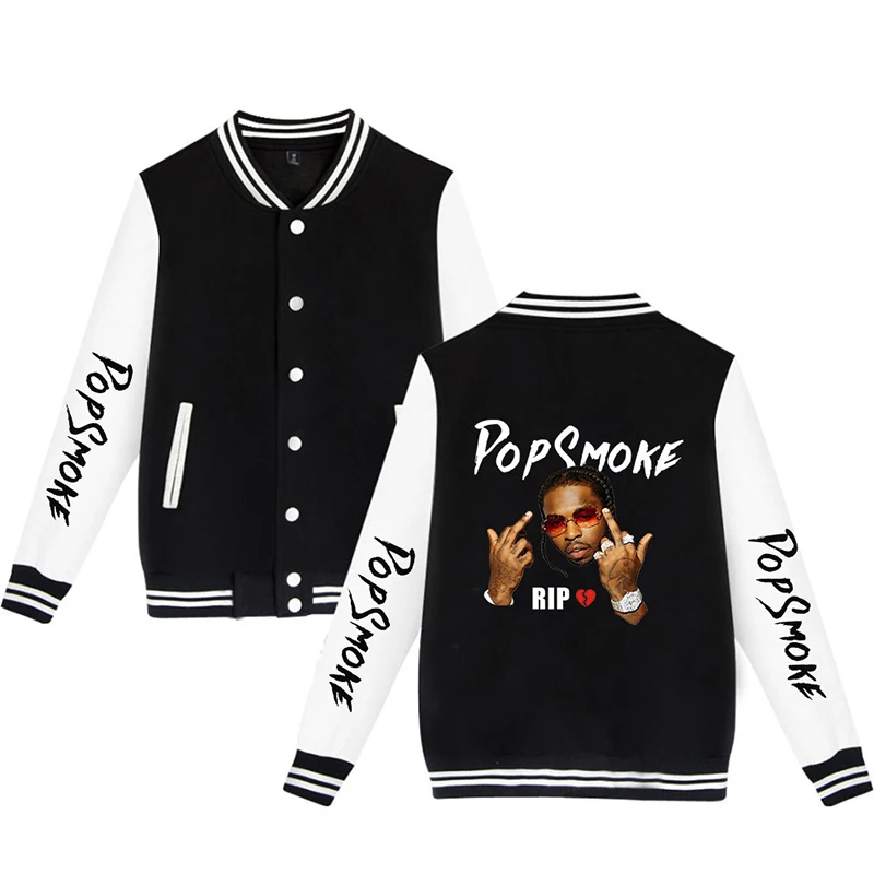 

Pop Smoke Men Jacket Coats Hommes Veste Hip Hop Men Baseball Jacket Men's Pop Smoke Baseball Jacket Oversized Winter Jackets