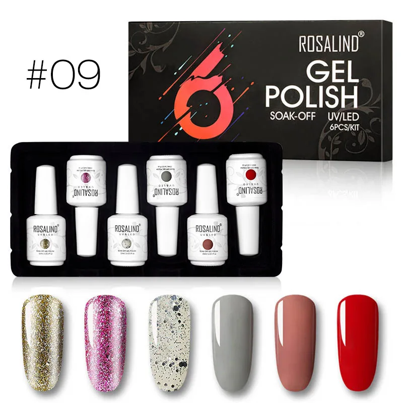 Розалинд 6 шт./компл. 15 мл блеск неоновый Гель-лак для ногтей комплект все для маникюра гибридные Лаки био-Гели Soak Off УФ-лампы для ногтей комплект