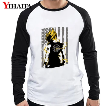 

Men Long Sleeve T Shirts Cartoon 3D Dragon Ball Z Super Saiyan Goku Baseball Tees White Anime Tee Tops Unisex T-shirt