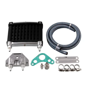 

Universal Motorcycle Aluminum Engine Oil Cooler Cooling Radiator Kit Sub-Vision PIT PRO Diameter Pipes