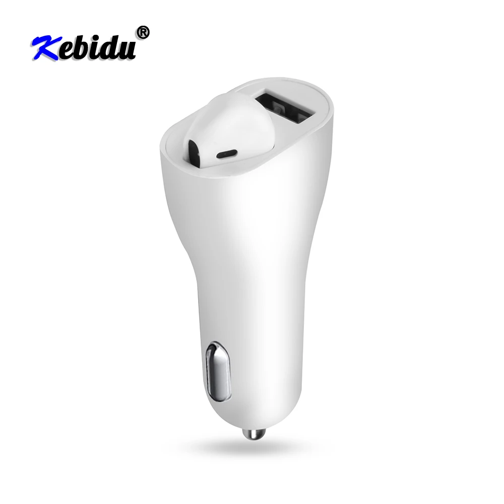 Kebidu 2.4A USB Автомобильное зарядное устройство адаптер с Bluetooth наушники гарнитура наушники-вкладыши с микрофоном громкой связи для Iphone samsung huawei