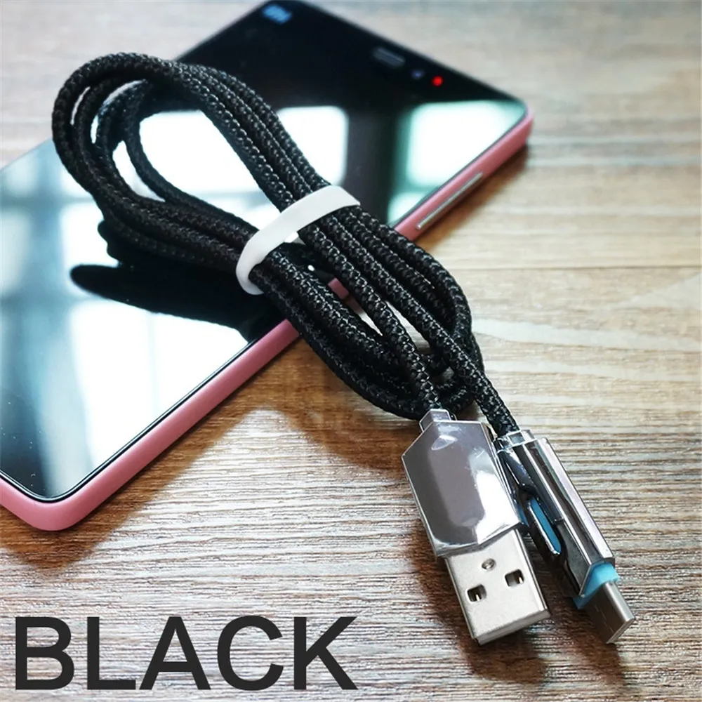Светодиодный кабель usb type-C для Xiaomi Redmi Note 7 Mi9 кабель USB C для быстрой зарядки и синхронизации данных для samsung Galaxy S10 S9 Oneplus 6t type-C - Цвет: Black