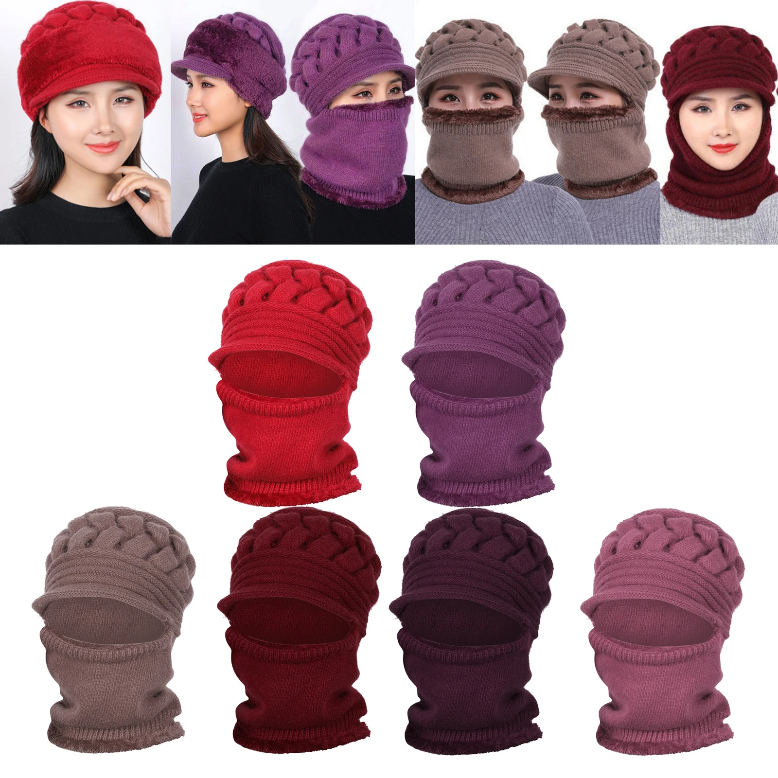 Womens Beanie Winter Hat Scarf Set Slouchy Warm Snow Knit Skull Cap Outdoor Hat, Warm & Comfortable