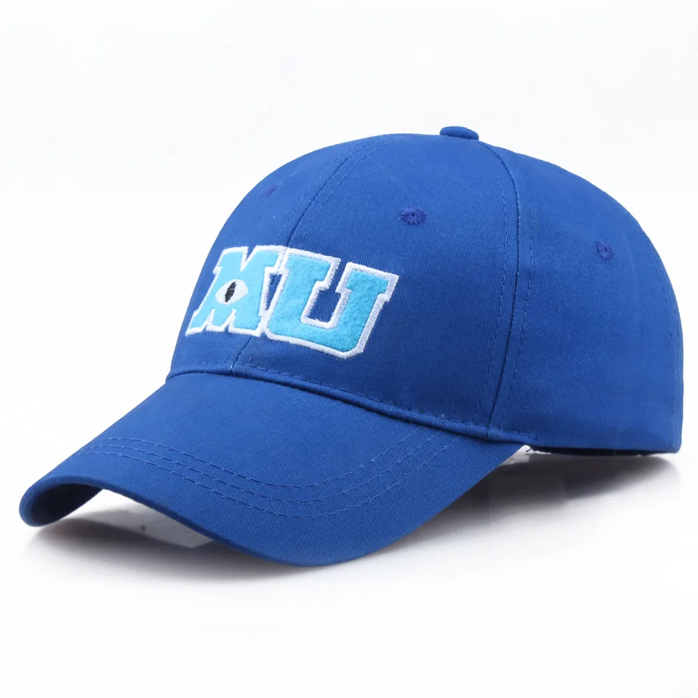 Новинка, бейсбольная кепка с вышитыми буквами, Университет Монстров Салливан, Салли, майка, му, синяя бейсболка, цельная бейсболка, шапки от солнца