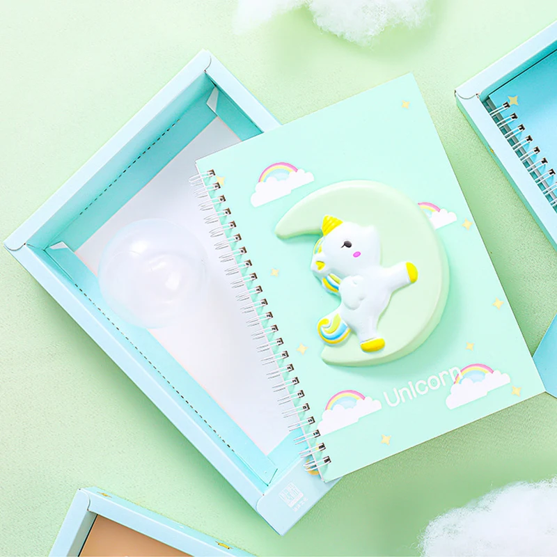 Notebook A5 Cartoon Cute Decompression Journal 3D Unicorn Animal Horizontal Line diary Planner School Supplies hand Notebooks