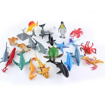 

DishyKooker 24pcs Kids Simulate Marine Animals Modeling Toy Home Tabletop Decoration Shark Whale Penguin Shape Etc.