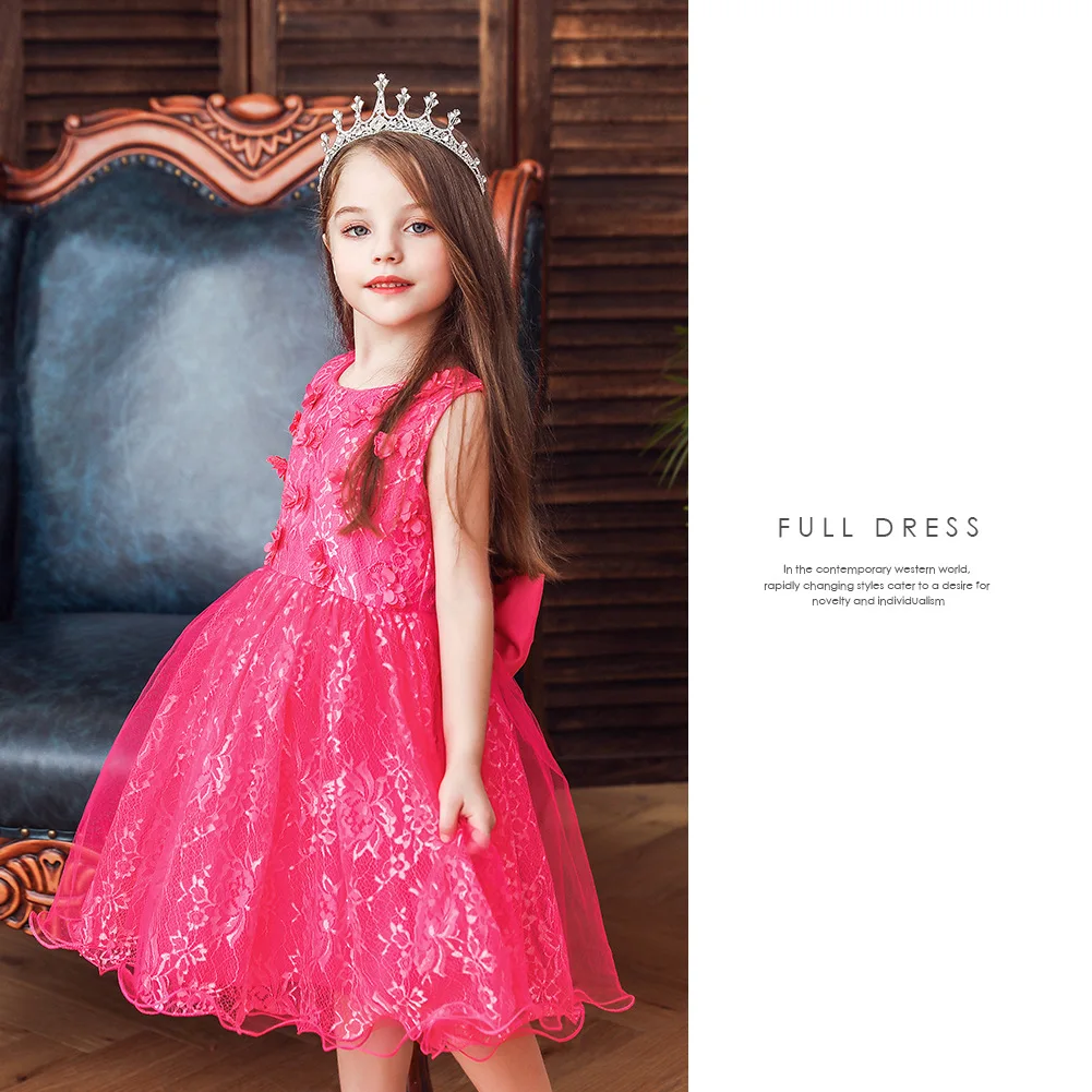 Girls Stereo Flower Princess Clothing GIRL'S Lace Dress Children Performance Formal Dress