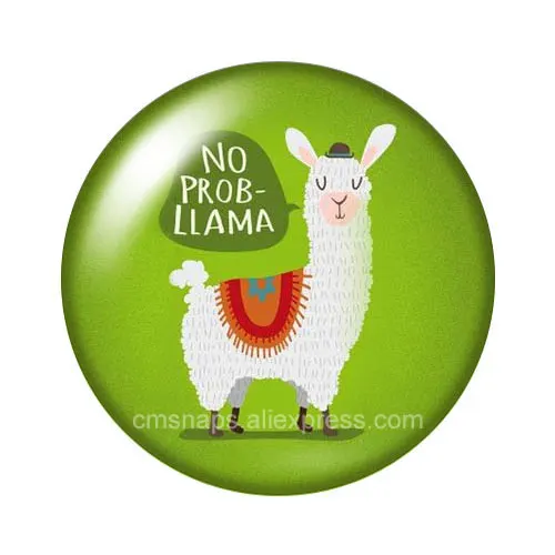 DB1044-06 No prob llama no drama llama Альпака 18 мм кнопки 10 шт. смешанный круглый стеклянный кабошон стиль для украшение с защелкой - Цвет: DB1044-06
