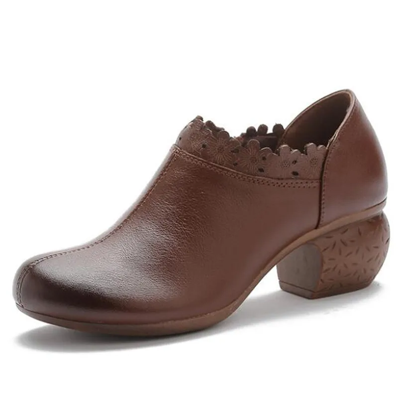 

Женские туфли из воловьей кожи, Классические осенние туфли на высоком каблуке, 2022