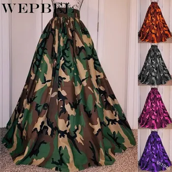 

WEPBEL Women Fashion Camouflage Long Skirts High Waisted Maxi Skirt Casual Evening Skirt Plus Size S-5XL