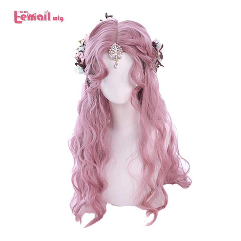 L-email wig Long Loose Wave Lolita Wig 3 Colors Wig with Pink Brown Flax Golden Wig Halloween Heat Resistant Synthetic Hair