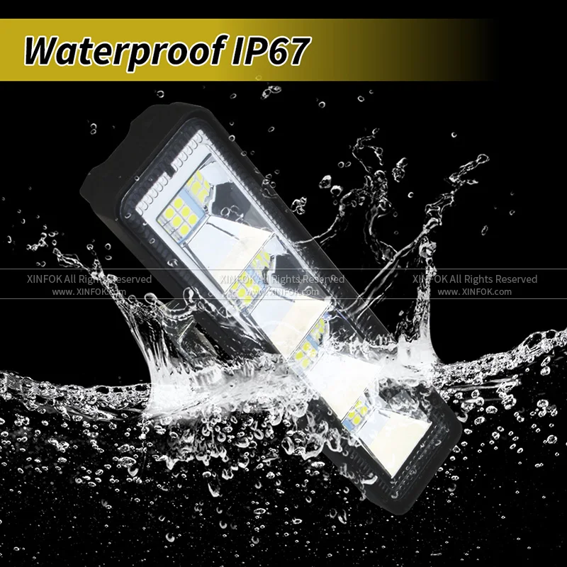 자동차 LED 작업등, LED 바 플러드 라이트, 흰색 운전 램프, 자동차 SUV 오프로드 차량 보트 DRL, DC 12V-60V, 72W, 6500K, 2200LM