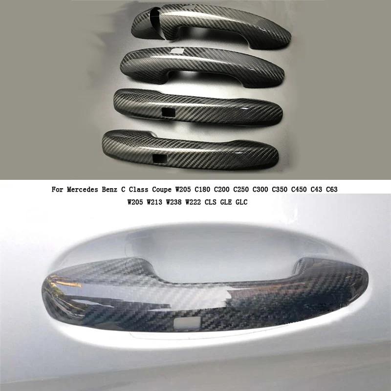 

For Mercedes Benz C Class W205 W213 W238 W222 CLS GLE GLC C180 C200 C250 Carbon Fiber Auto Door Handle Trim Covers Car styling