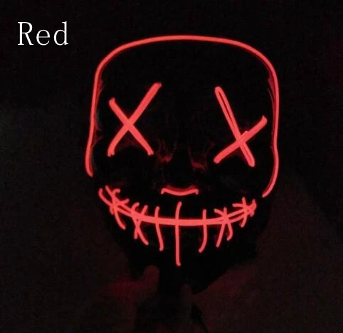 Светодиодный светящиеся маски для Хэллоуина, маска ужаса, светильник El Wire up для фестиваля, костюмированной вечеринки, забавные Вечерние Маски для праздников - Цвет: Red