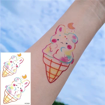 

Nu-TATY Waterproof Temporary Tattoo Sticker 25 set Ins style Cute girl series cartoon small pattern ice cream rabbit