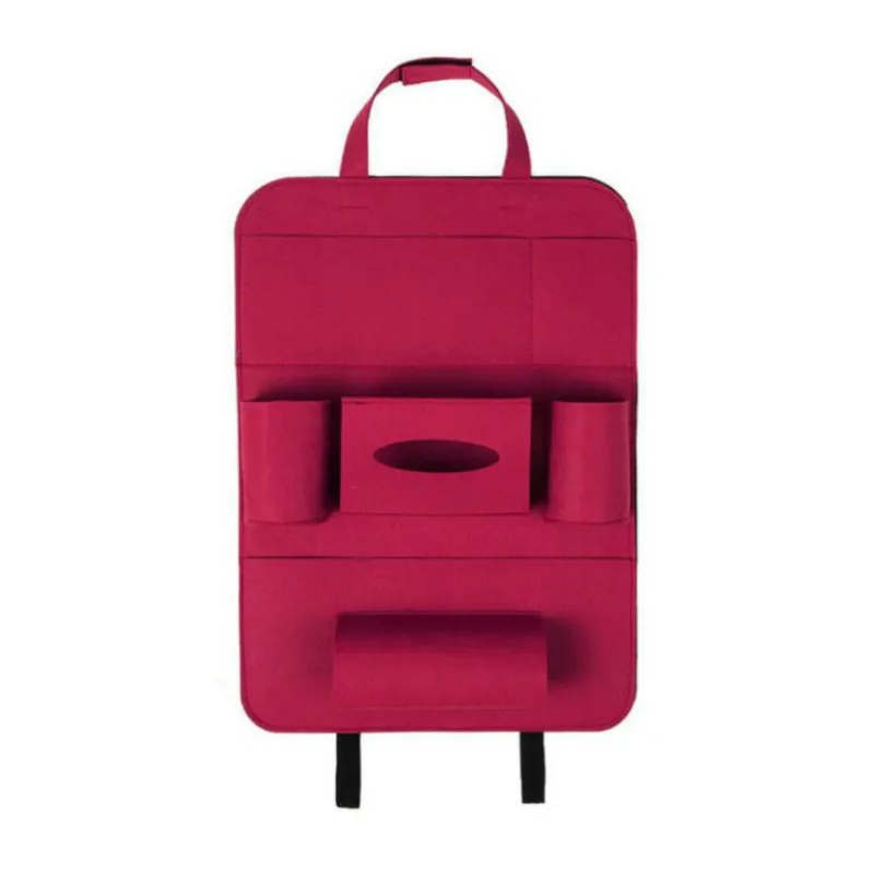 Многокарманный Органайзер на спинку сиденья автомобиля, контейнер для хранения из шерстяного войлока, подвесная коробка, многофункциональная сумка для хранения автомобиля, Стайлинг автомобиля - Название цвета: Арбузно-красный