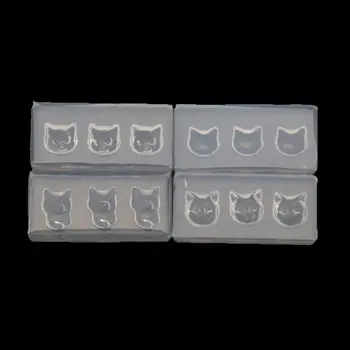 

4Pcs Cat Head 3D Silicone Nail Art Clear Molds Kit Cartoon Cat Nail Carving Mold Nail Art Templates Maincure Tools