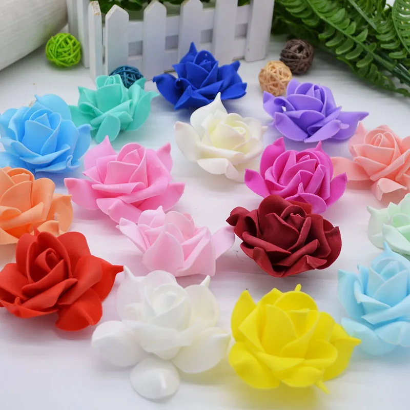 20pcs 8cm Big Rose Heads Artificial PE Foam Flowers Rosette for Wedding Decoration Bride Bouquet Bracelet DIY Handmade Craft