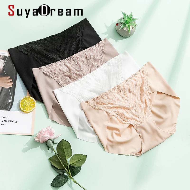 SuyaDream 2 шт./лот женские трусики из натурального шелка с подкладкой бесшовные