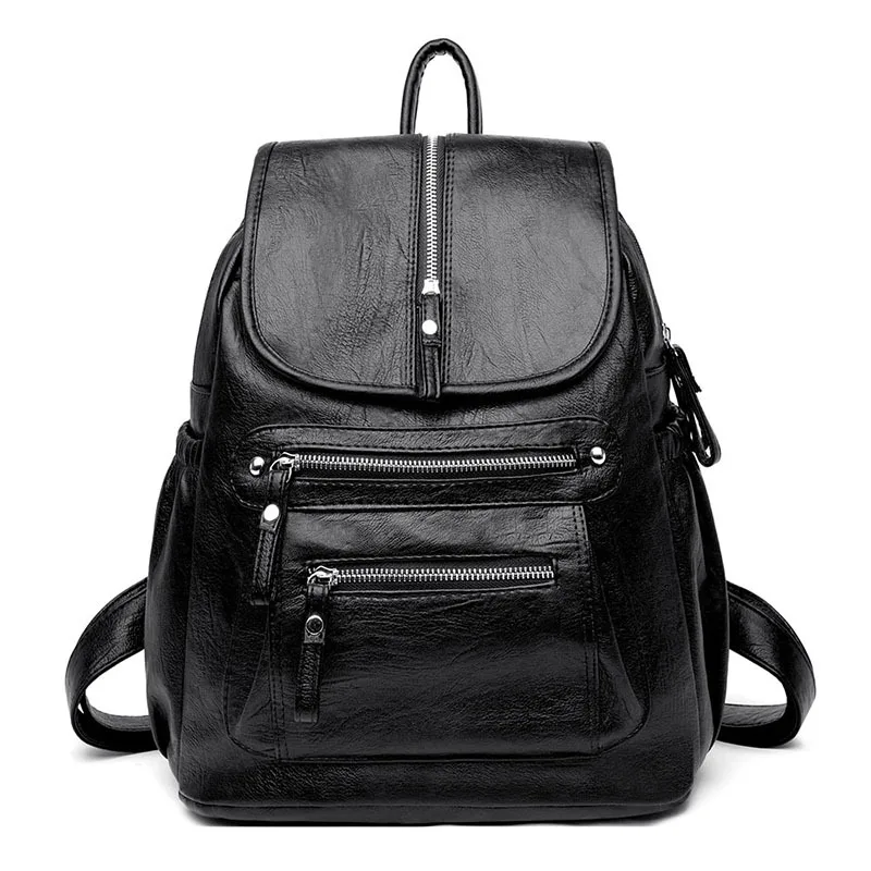 

High Quality Women Leather Backpacks Vintage Female Shoulder Bag Travel Ladies Bagpack Mochila School Bags for Girls Sac a Dos