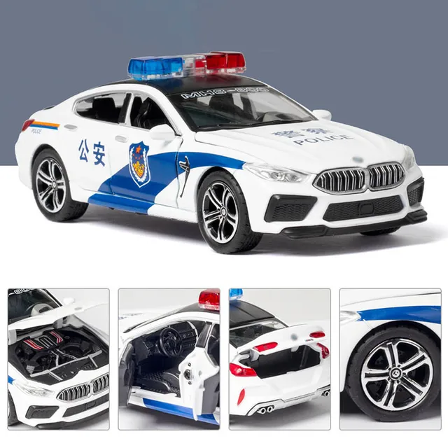1/32 Alloy Die Cast M8 Police Model Toy Car Simulation Sound Light Pull Back 6 Door Open Toys Vehicle For Children Gifts 6