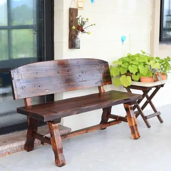 

Solid Wood Park Bench Courtyard Anticorrosive Wood Back Park Chair Outdoor Bench Balcony Leisure Bench