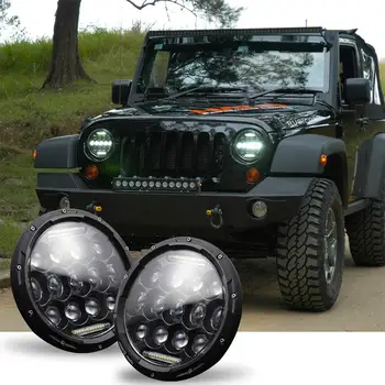 

Multi-function Headlights For Jeep Wrangler JK LJ TJ CJ 7 Inch Round LED Headlights Halo Angle Eyes Wholesale Quick delivery CSV