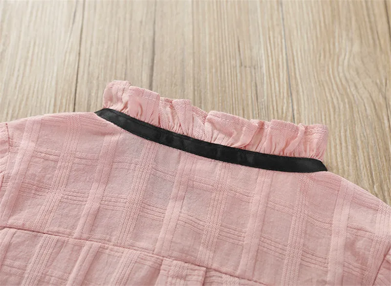 Solid color stripe infant toddler blouse fall sweet ribbon bowknot long sleeve kids shirt for girls tops children bottom shirt