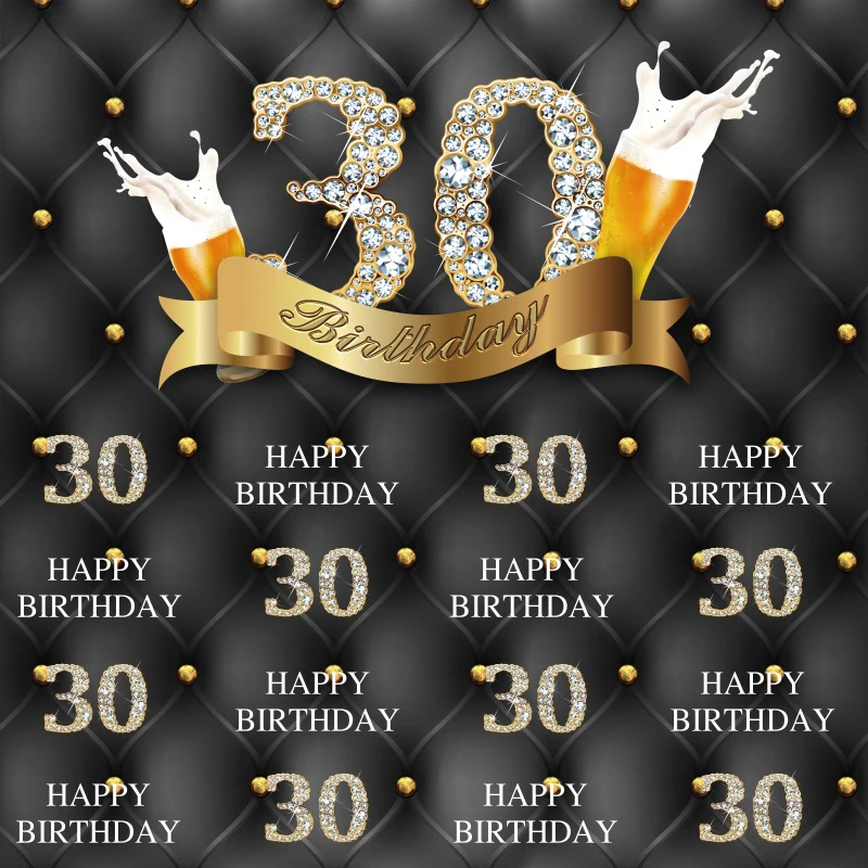 Laeacco Happy 18 25 30 40 50 55th День рождения Золотой плакат в горошек вечерние плаката фото Фоны фотосессия фотография фон для фотосъемки - Цвет: NZY06734