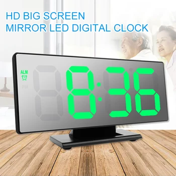 

LED Mirror Alarm Clock Watch Table Voice Creative Multifunctional Large-Screen Silent LED Mirror Alarm Clock With Random Colors