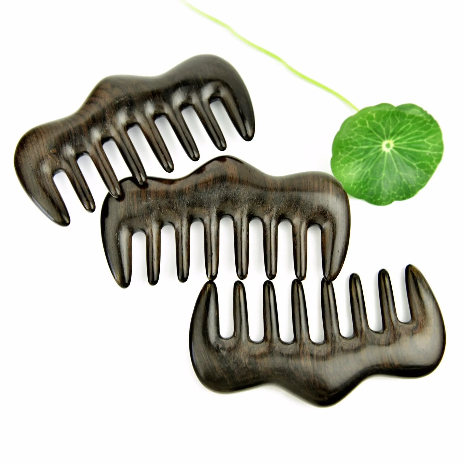 

Natural Ebony Meridian Massage Combs Wide Tooth Curly Hair Comb Top Grade Customizable Lettering Logo