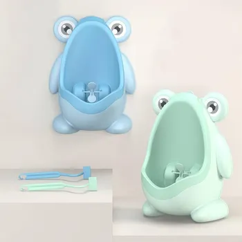 

Wall-Mounted Children Cartoon Frog Pattern Standing Potty Toilet Urinal Potty Training Kids Pee Trainer for Boys (Light Green)