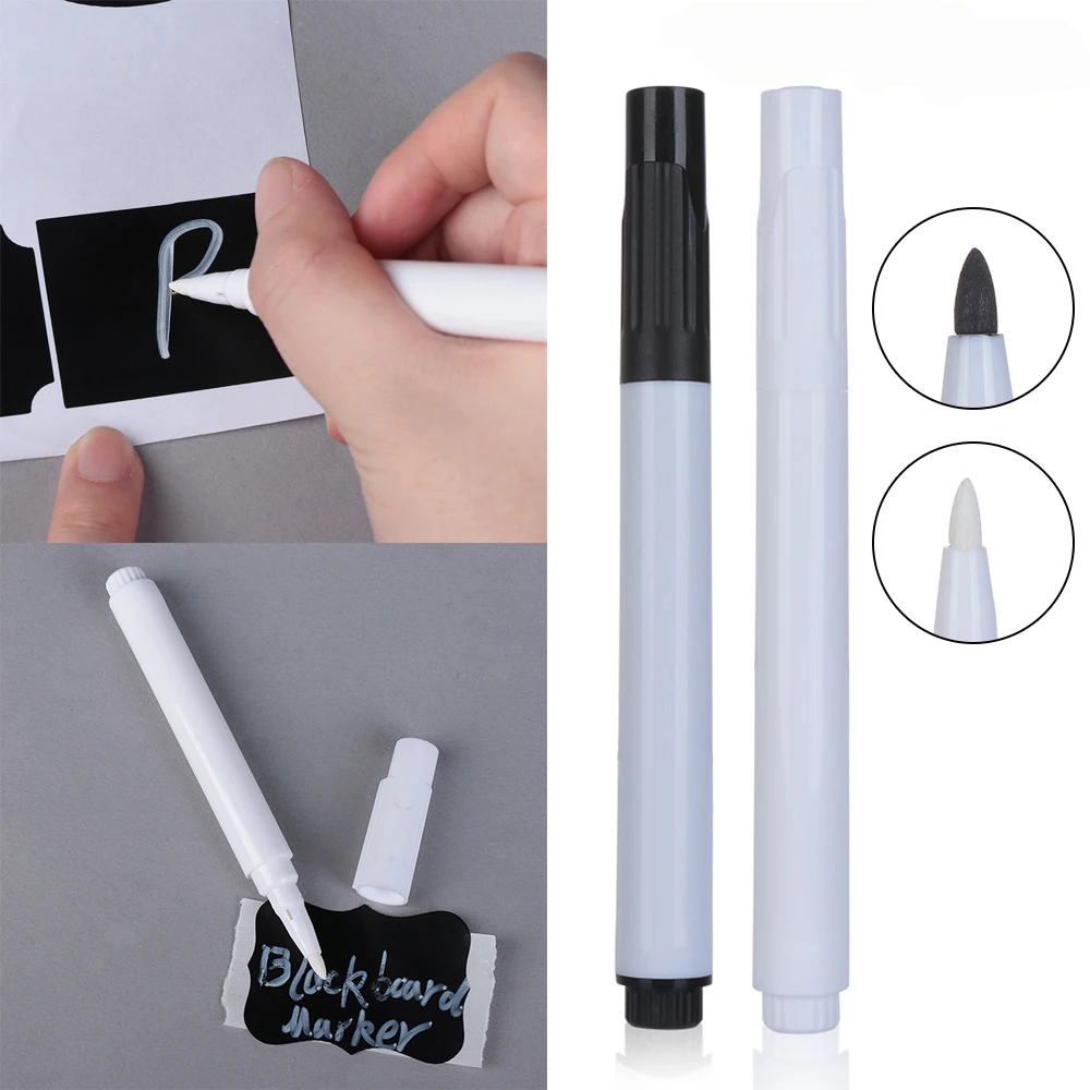1pc Black White Liquid Chalk Blackboard Drawing Pen for Kids Room Wall Sticker Kitchen Jar Bottle Labels Mark Pens Easy to Wipe