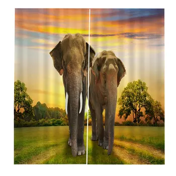 

Elephant Prints Curtains Room 3d Curtain Window CW1221-13 140*100cm Trendy Living Room Bedroom Blackout