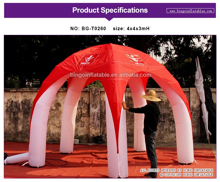 Персонализированные и красном цветах, белый структура 4X4X3 метра купол палатки для событий надувные игрушечные палатки