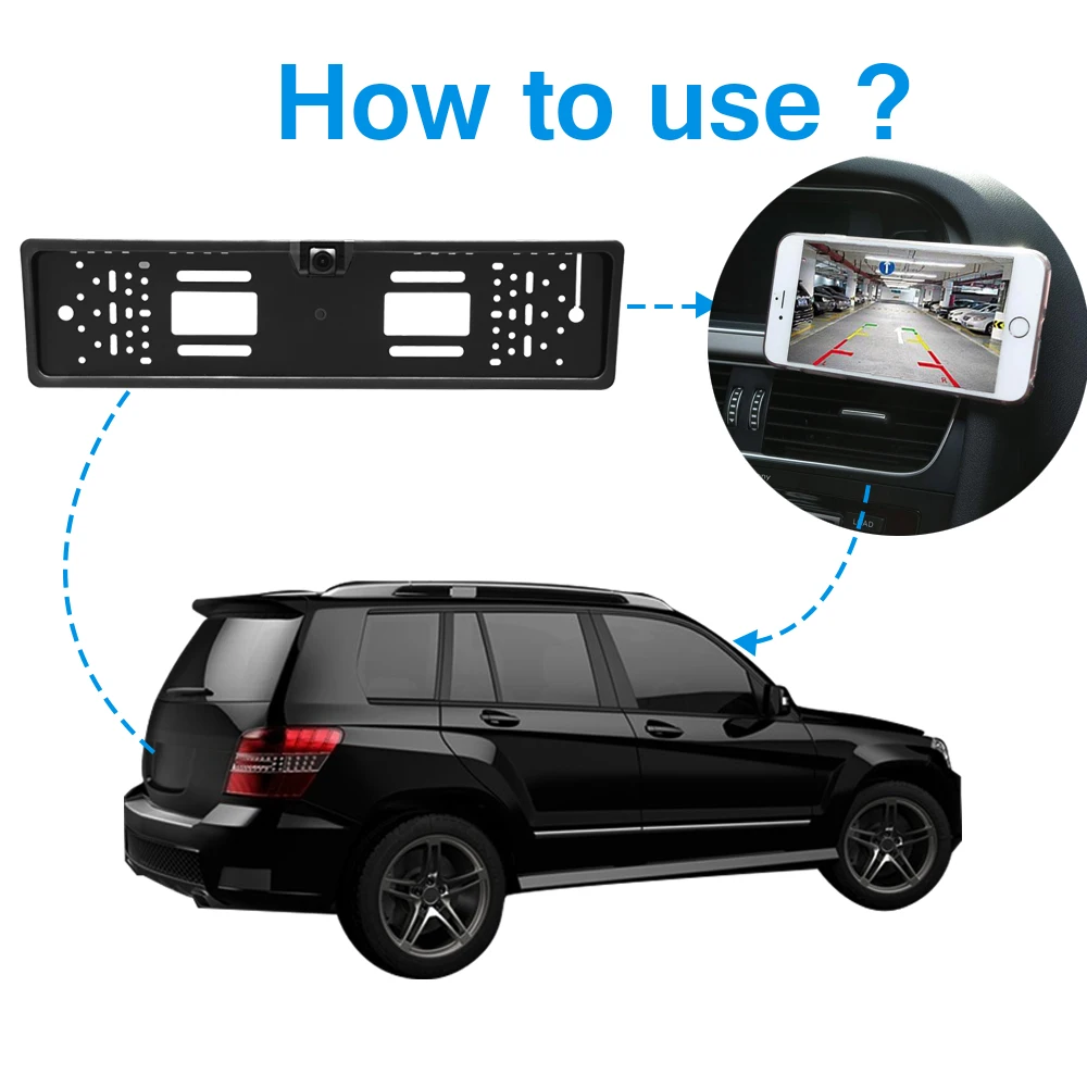Carsanbo 720P HD EU автомобильный номерной знак, рамка для номерного знака, камера с функцией Wi-Fi frontview и креплением заднего вида