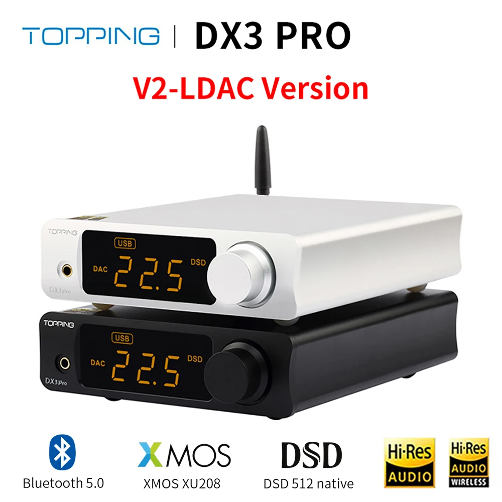 TOPPING DX3 Pro LDAC HIFI USB DAC Bluetooth 5.0 Headphone output Audio Decoder XMOS XU208 AK4493 OPA1612 DAC DSD512 Optical photo