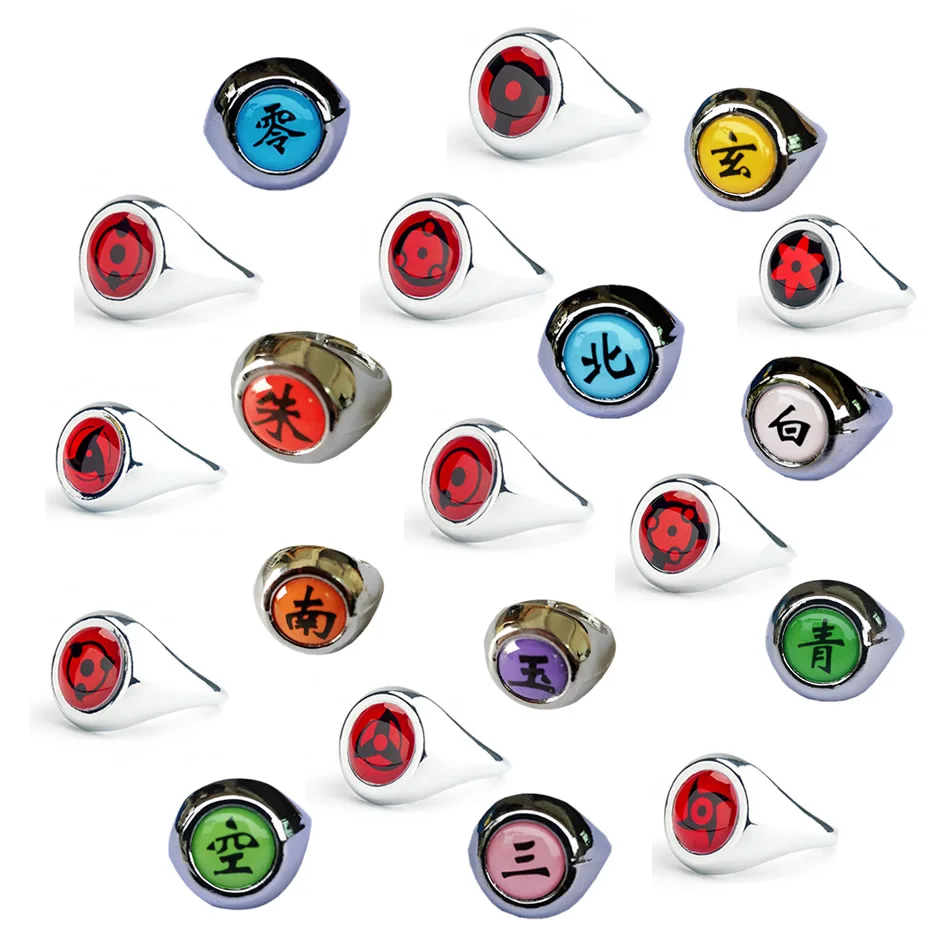 Anime Naruto Ring Cosplay Akatsuki Itachi Accessories Figure Action Prop Sharingan Metal Jewerly Children Kids Boy Cool Toy Gift | Игрушки и