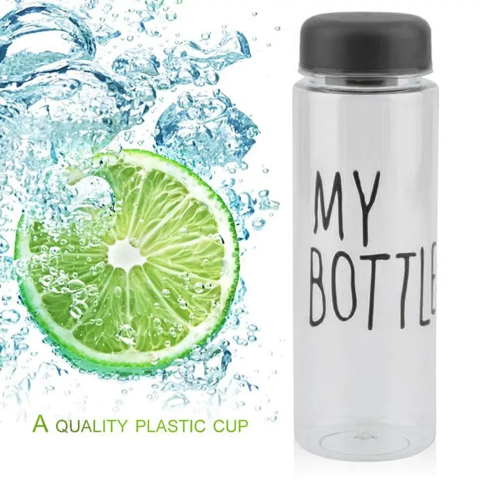 

500ML Portable Size Transparent Sport Cycling Running Travel Water Bottle High Capacity Simple Design Summer Lemon Juice Bottle