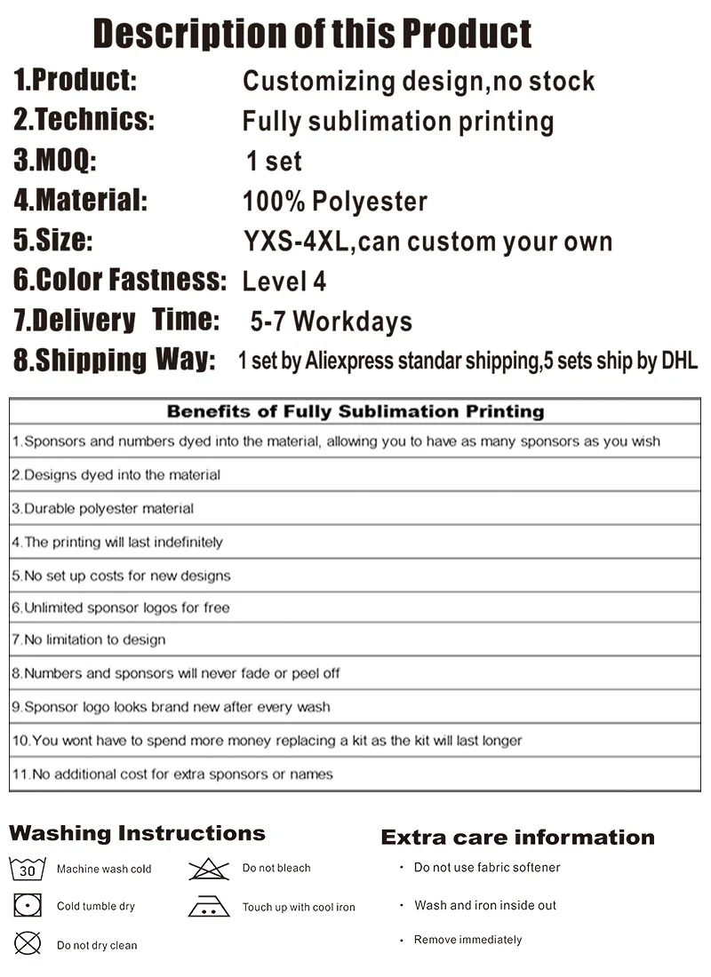 1套定的 产品信息 热升华优势 洗涤说明