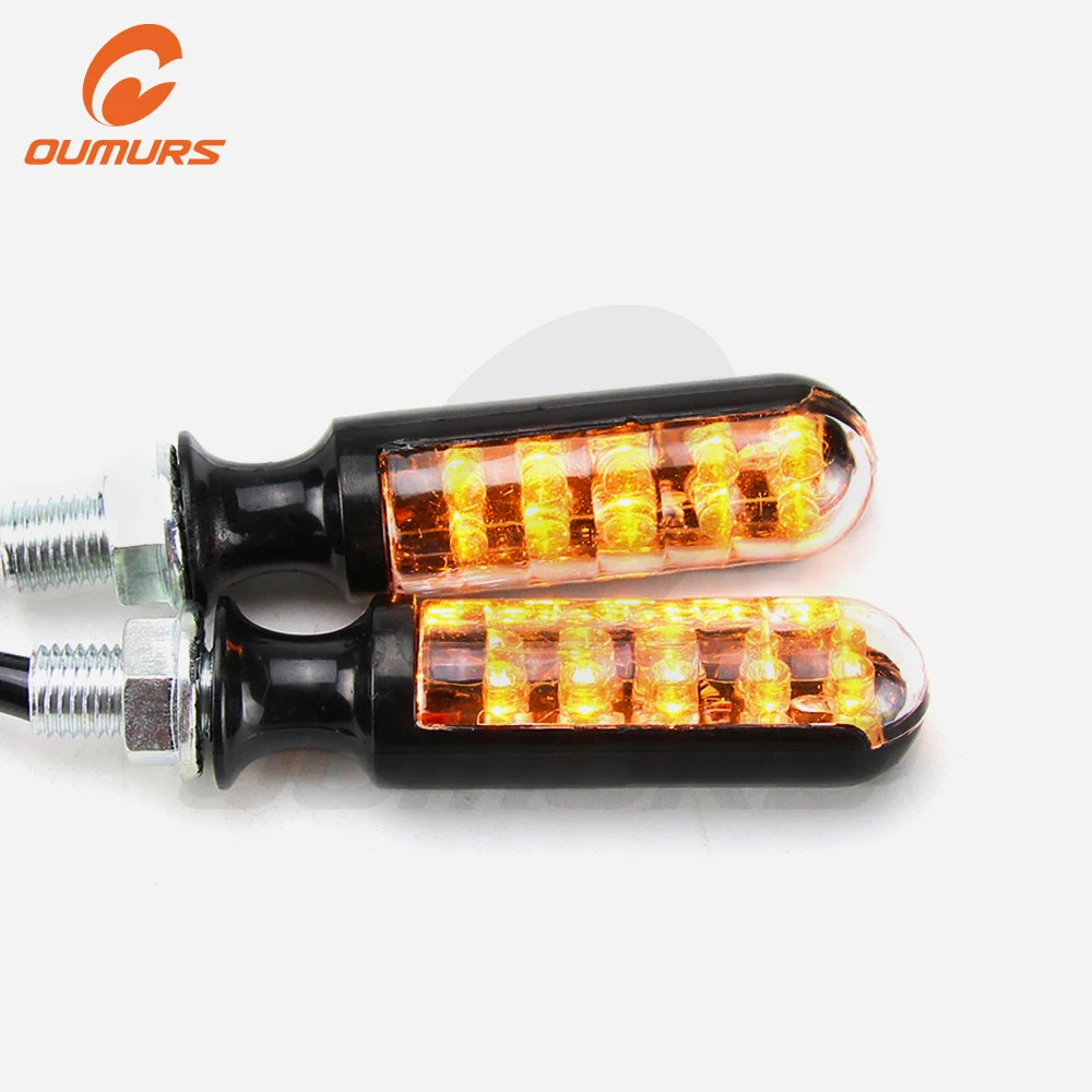 OUMURS 2 PCS Motorcycle LED Turn Signal Light 10mm Bolt Indicator Blinker Lamp Amber Universal Fits for 12V Yamaha Harley Motor