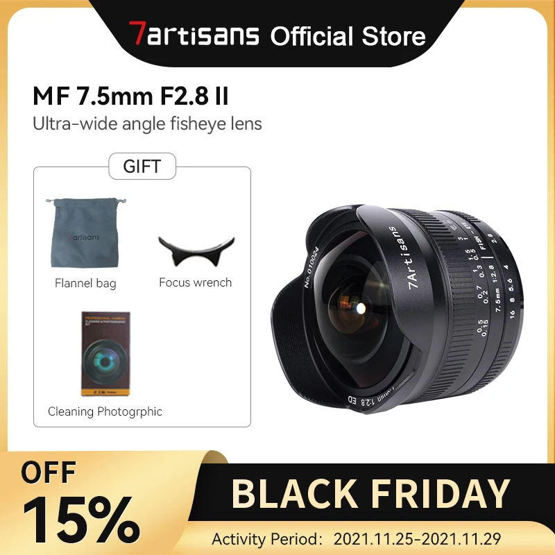 7artisans 7 5 мм F2.8II ультраширокоугольный объектив рыбий глаз для Sony E/Fuji XF/Nikon Z/M4/3mount/Canon