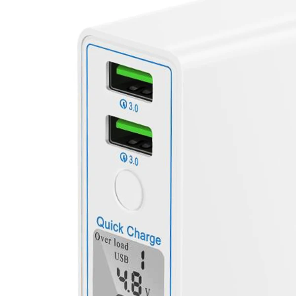QC3.0 двойной быстрой зарядки USB 7.2A смарт-дисплей экран US Plug зарядное устройство