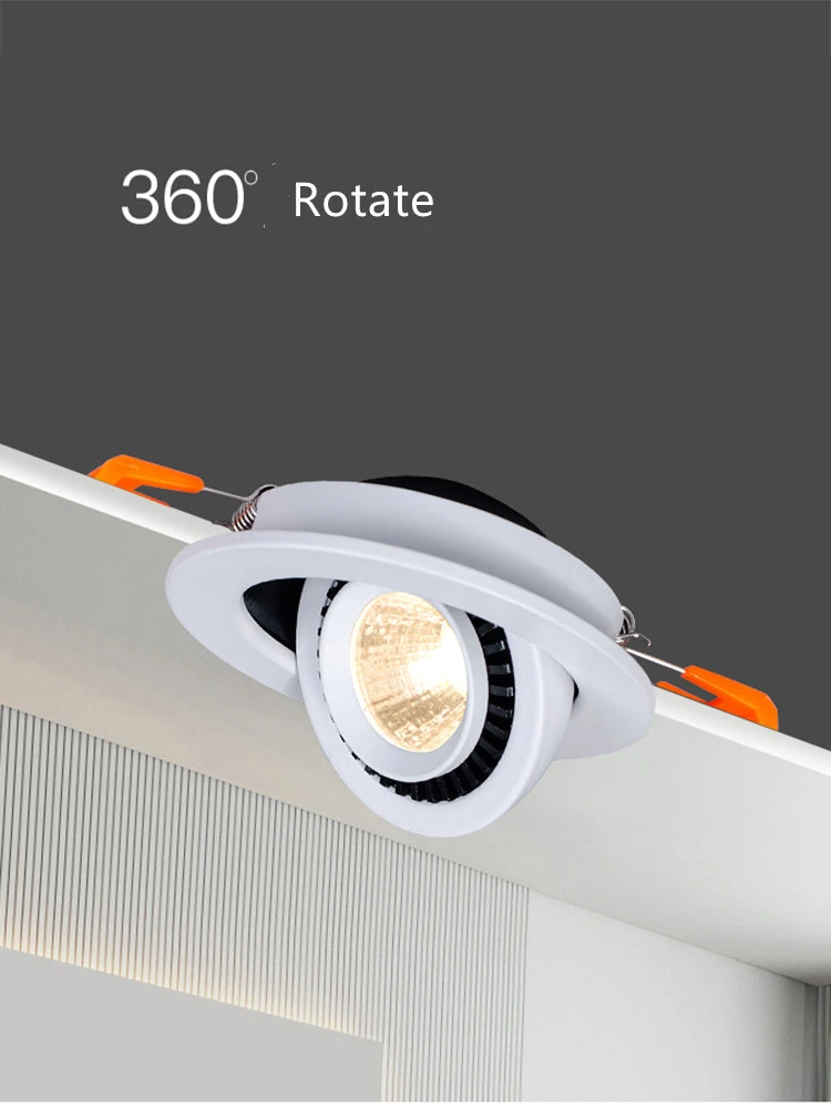 Recessed LED Downlights AC85-265V 5W 7W  12W 15W 20w Round COB Ceiling Lamp Warm/Cold White 360 Degrees Rotation Home Lighting downlighter